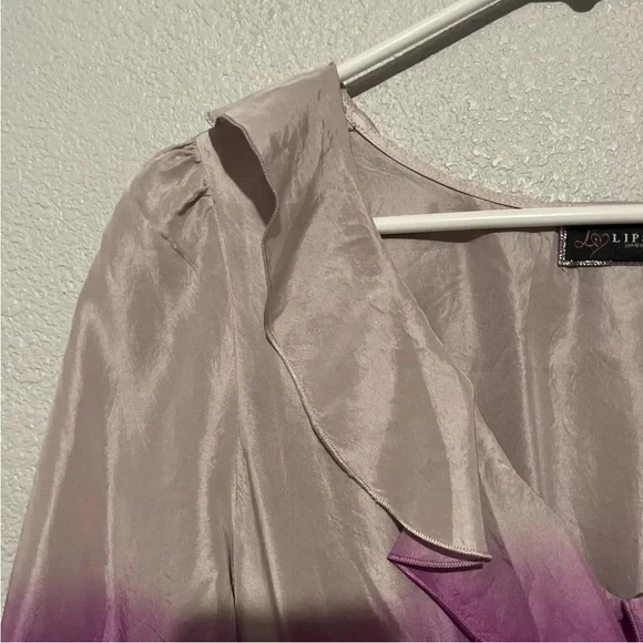 LIPSY Ombre 100% Silk Satin Baby Doll Mini Dress Rare Party Casual - Picture 7 of 9